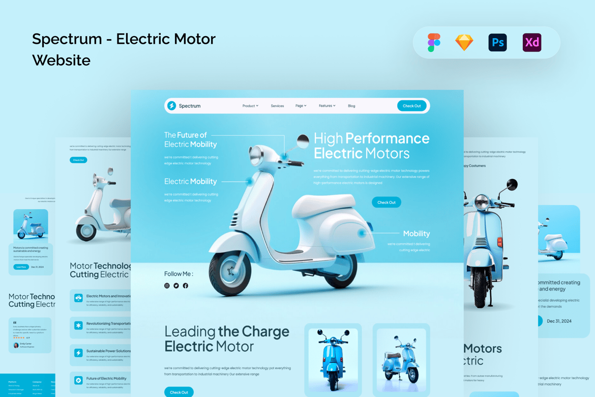 Download Spectrum - Electric Motor Website Figma Design