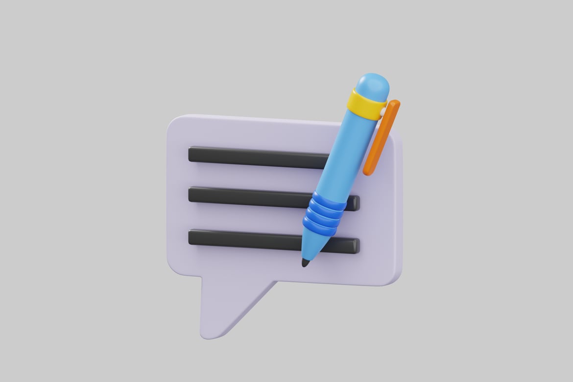 Download Speech bubble with pen. 3D Model