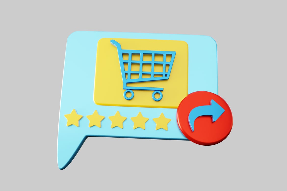 Download Speech bubble with shopping cart icon 3D Model