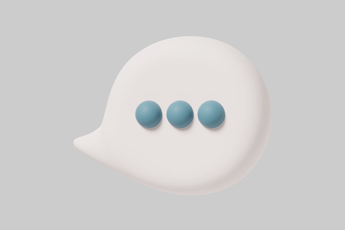 Download Speech bubble with three blue spheres 3D Model