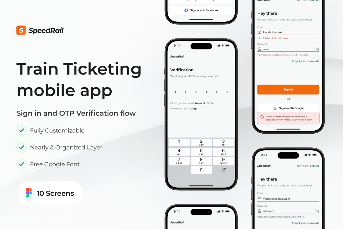 Download SpeedRail - Sign In and OTP Verification Flow Figma Design