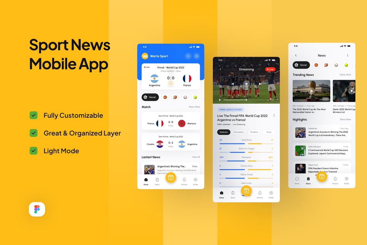 Download Sport News Mobile App - Warta Sport Figma Design