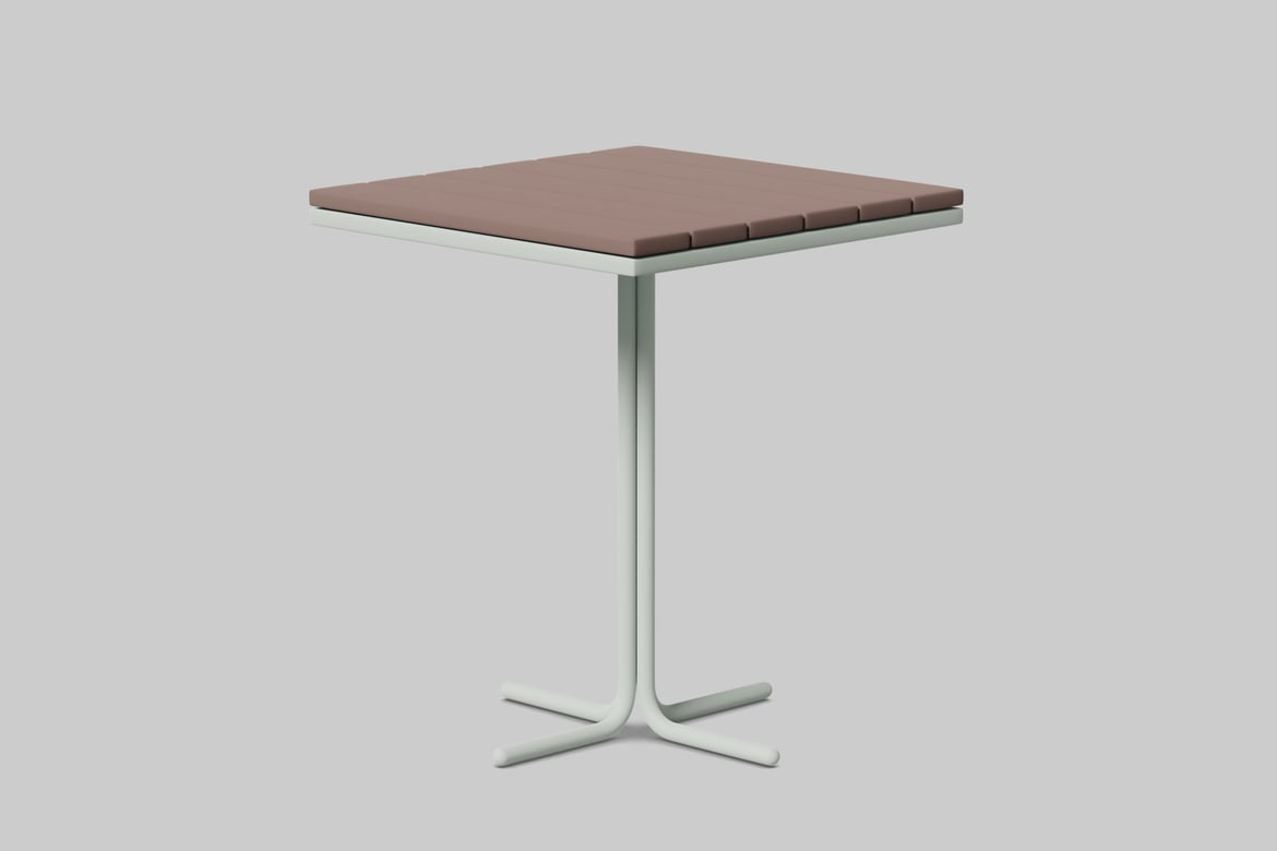 Download Square table with curved leg 3D Model