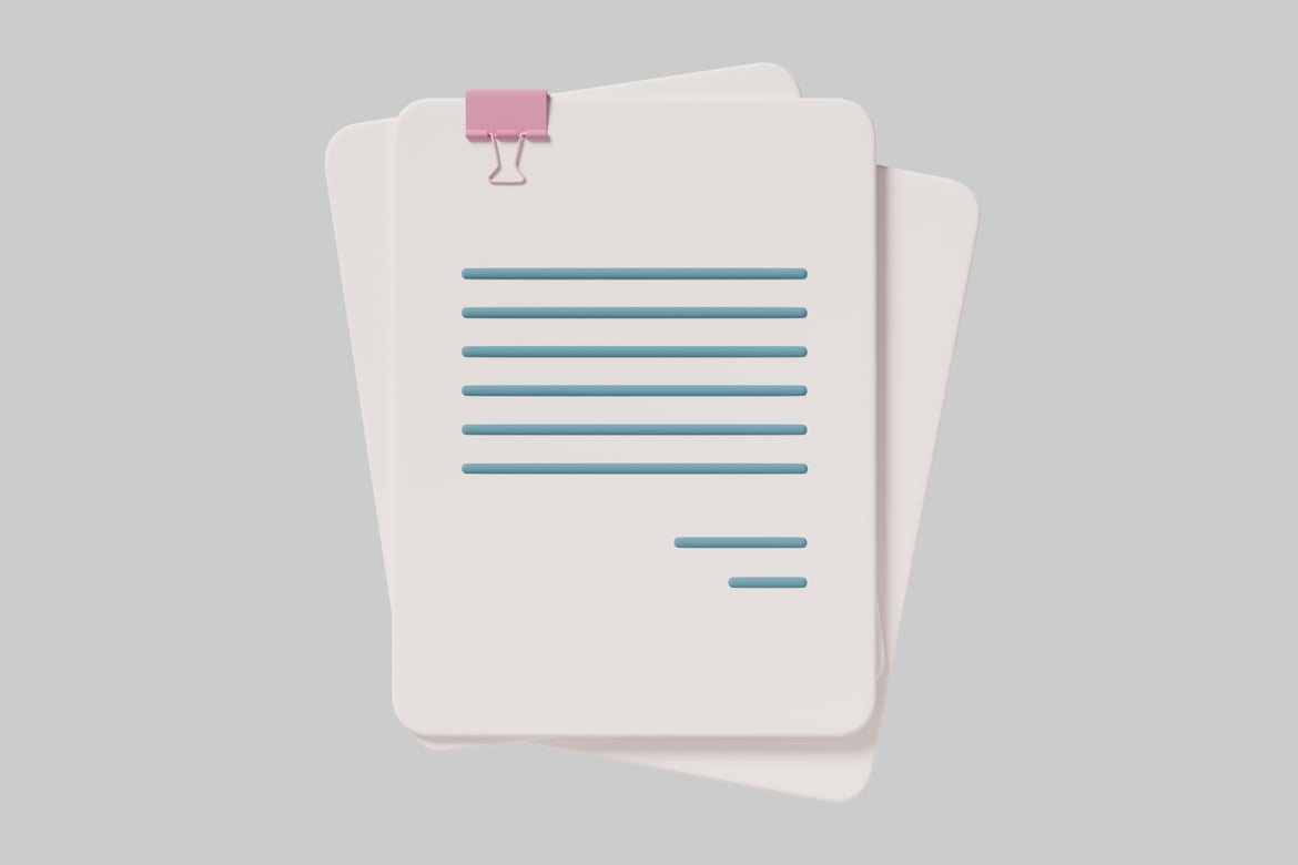 Download Stack of papers with pink binder clip 3D Model