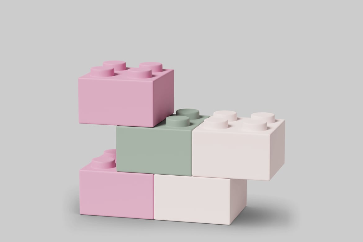 Download Stack of plastic building blocks. 3D Model