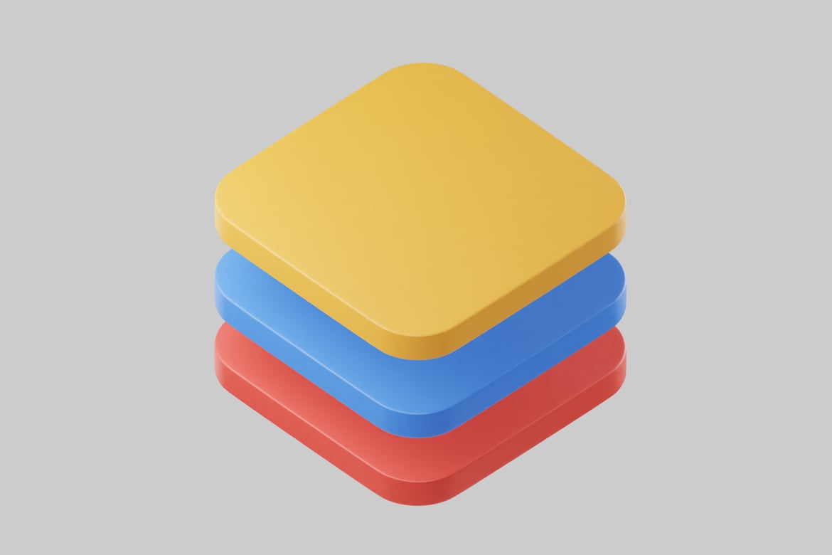 Download Stack of three square blocks. 3D Model