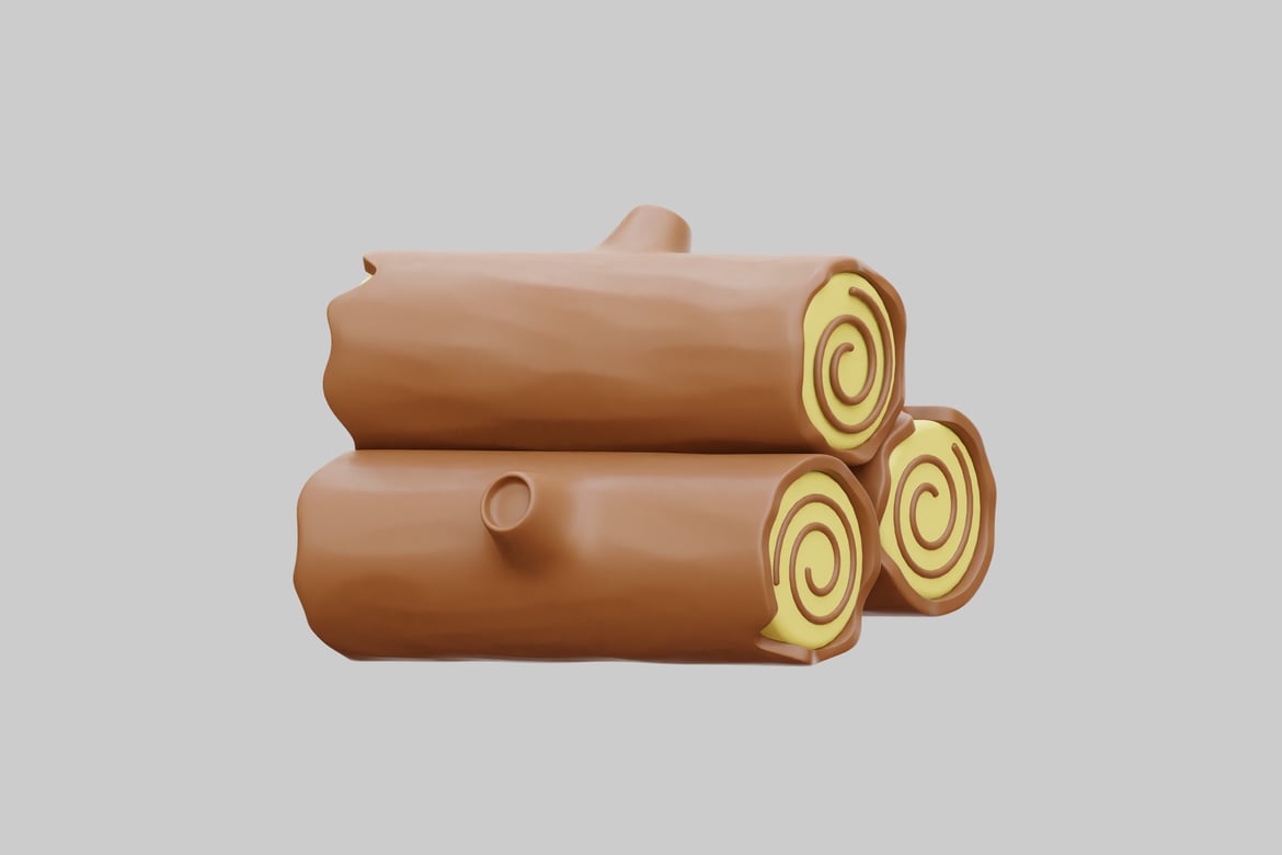 Download Stacked logs with swirled ends 3D Model