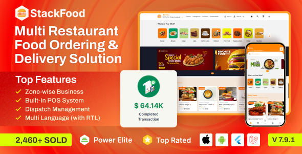 Download StackFood Multi Restaurant - Food Delivery App with Laravel Admin and Restaurant Panel Flutter App