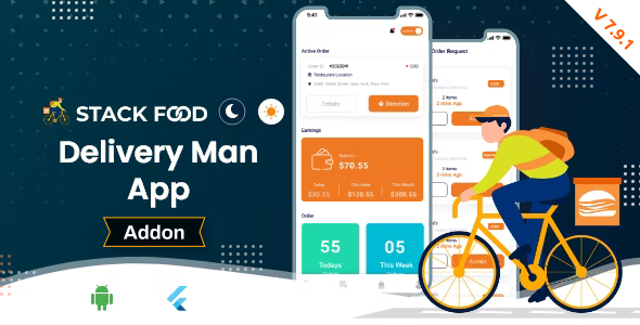 Download StackFood Multi Restaurant - Food Ordering Delivery Man App Flutter App