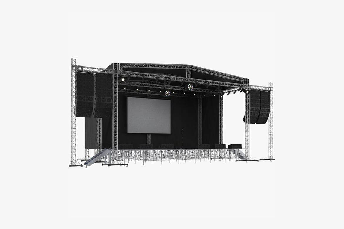 Download Stage with Central Screen and Lighting Rig 3D Model