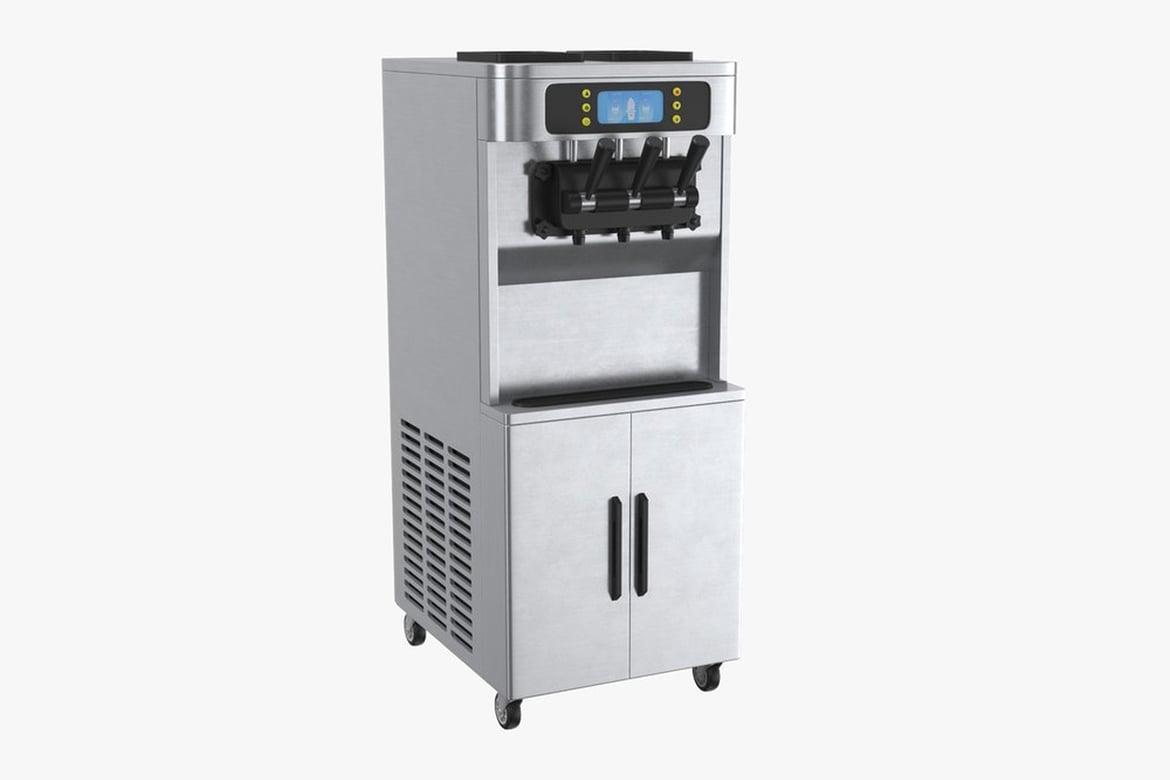 Download Stainless Steel Ice Cream Machine with Digital Display and Dispensing Handles 3D Model