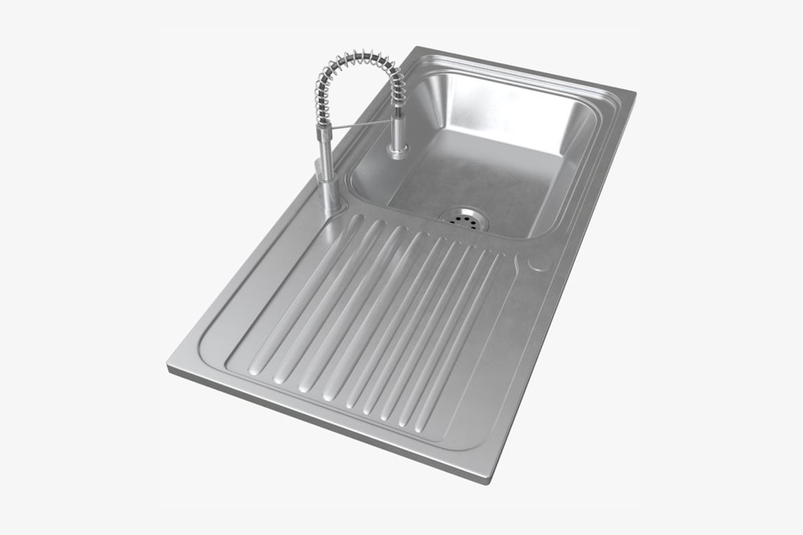 Download Stainless Steel Sink with Faucet 3D Model