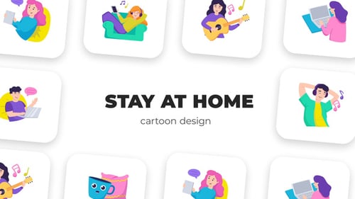 Download Stay at home - Cartoon Design After Effect Template