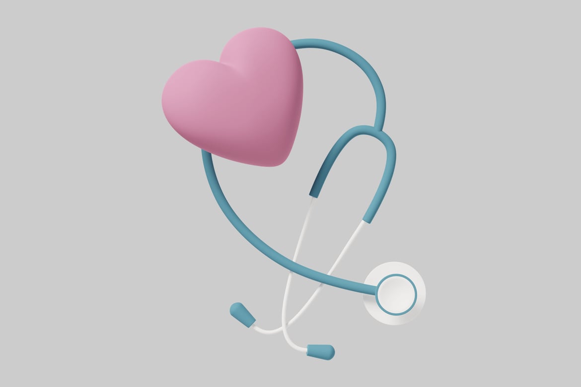 Download Stethoscope and heart. 3D Model