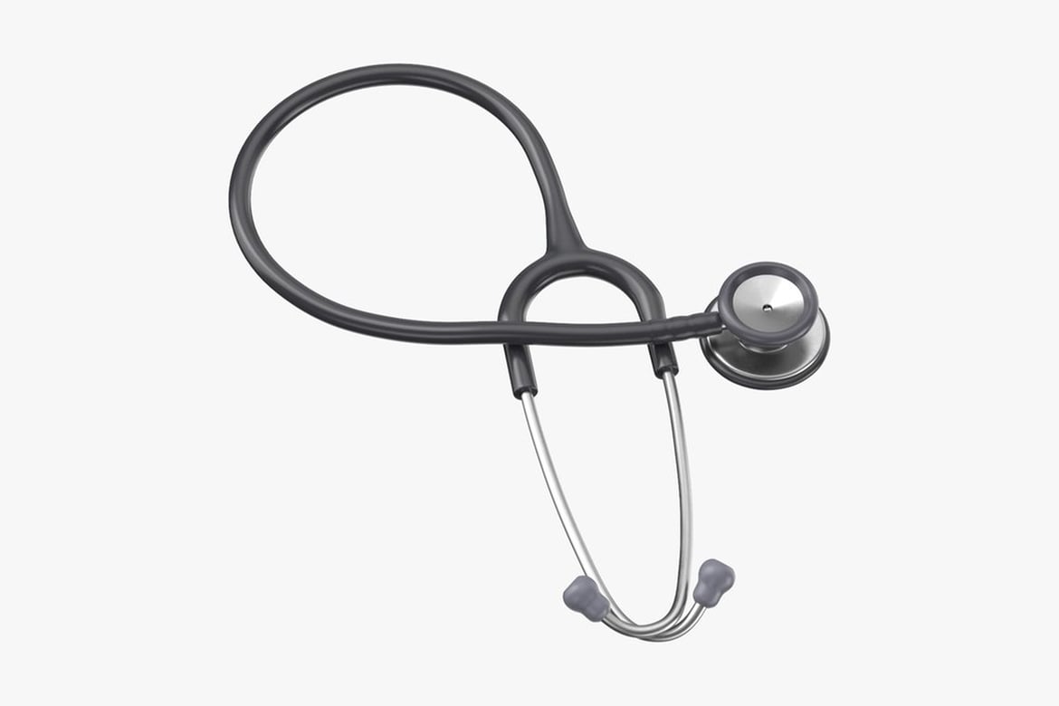 Download Stethoscope with Circular Chestpiece and Flexible Tubing 3D Model