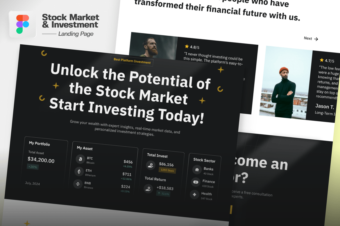 Download Stock Market & Investment Landing Page Figma Design