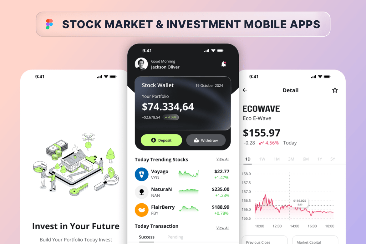 Download Stock Market & Investment Mobile Apps Figma Design