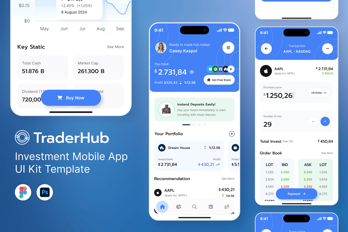 Download Stock & Trade Investing Mobile App Figma Design