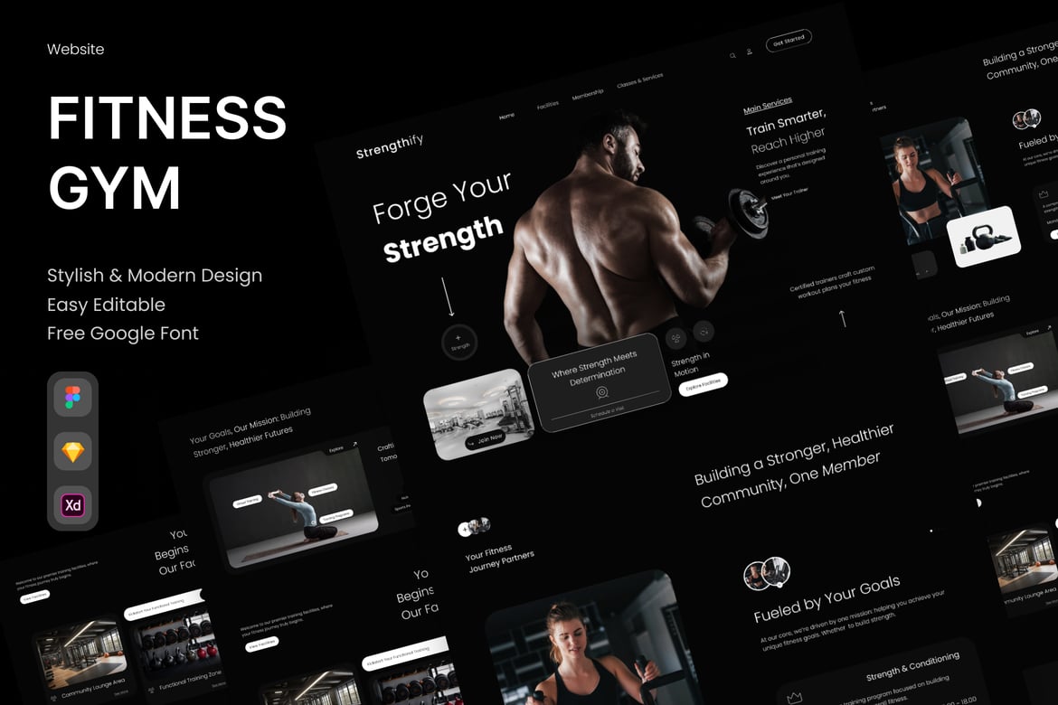 Download Strengthify - Fitness GYM Landing Page Figma Design