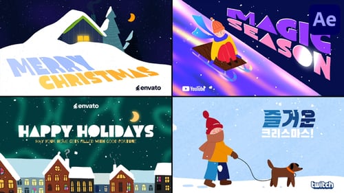 Download Stylish Cartoon Christmas Typography for After Effects After Effect Template