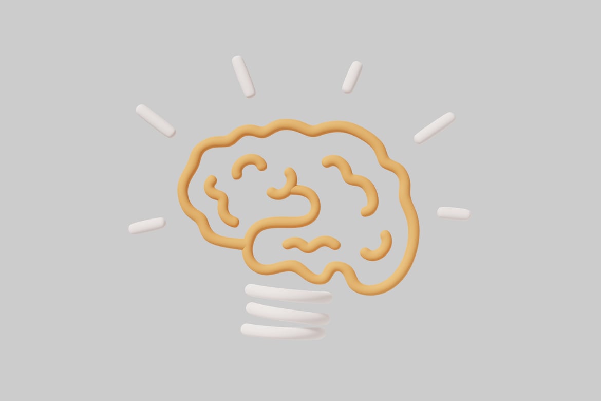 Download Stylized brain with lightbulb 3D Model