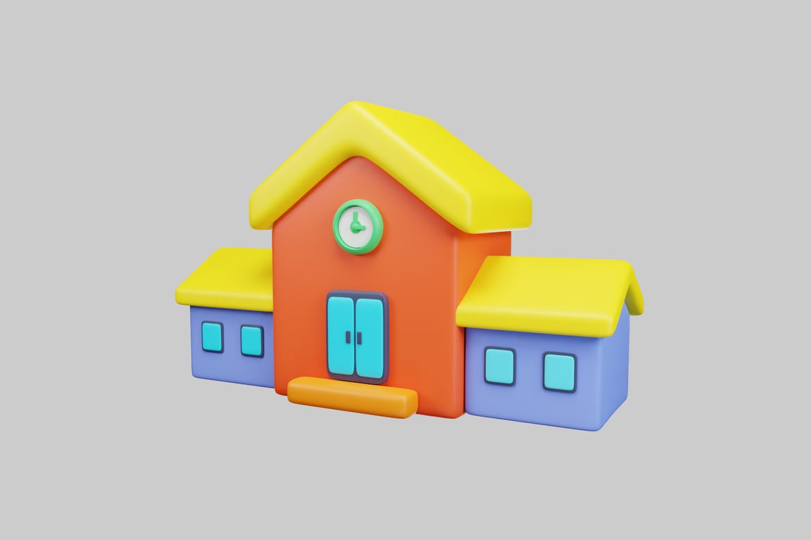 Download Stylized building with vibrant colors 3D Model