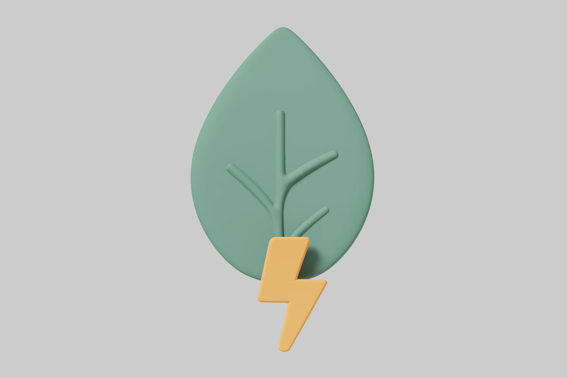 Download Stylized leaf with lightning bolt 3D Model