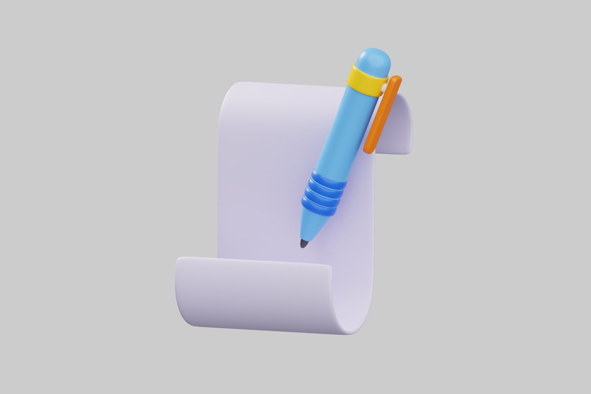 Download Stylized pen and paper 3D Model