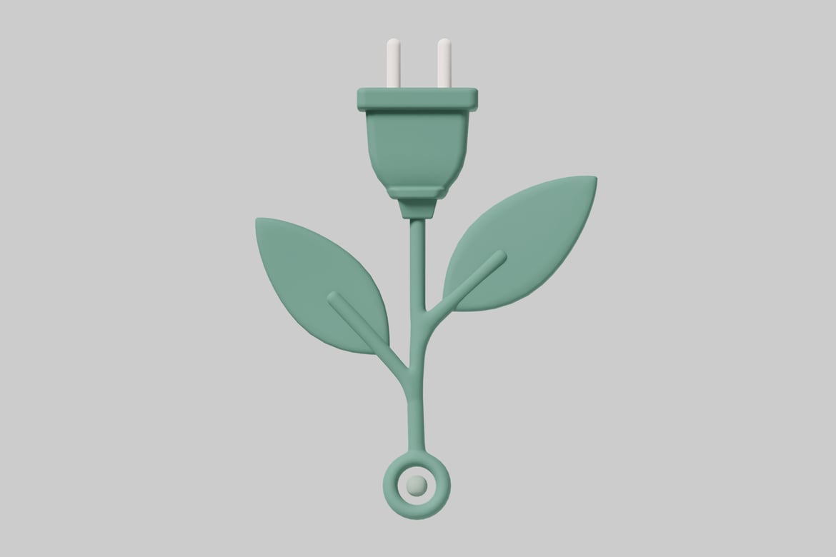 Download Stylized plant with electrical plug stem 3D Model