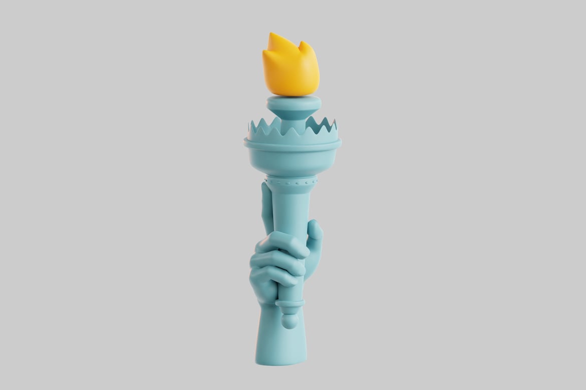 Download Stylized representation of the Statue of Liberty's torch 3D Model