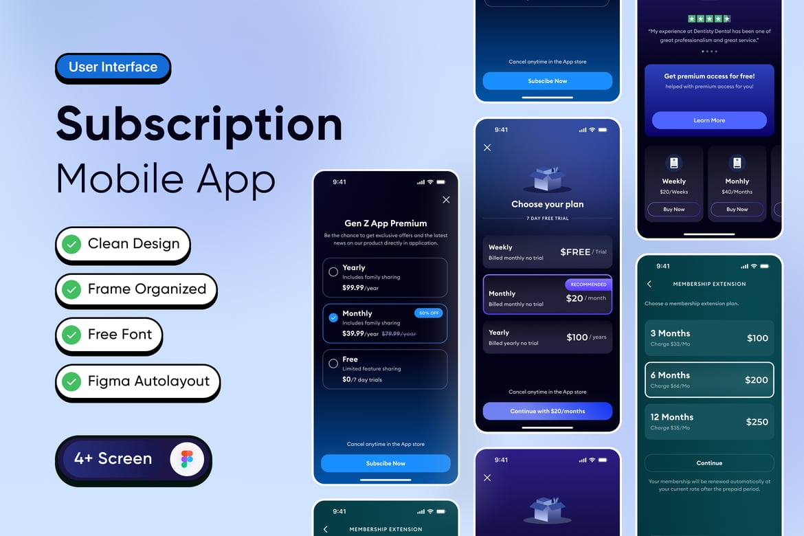 Download Subscription Mobile App Figma Design