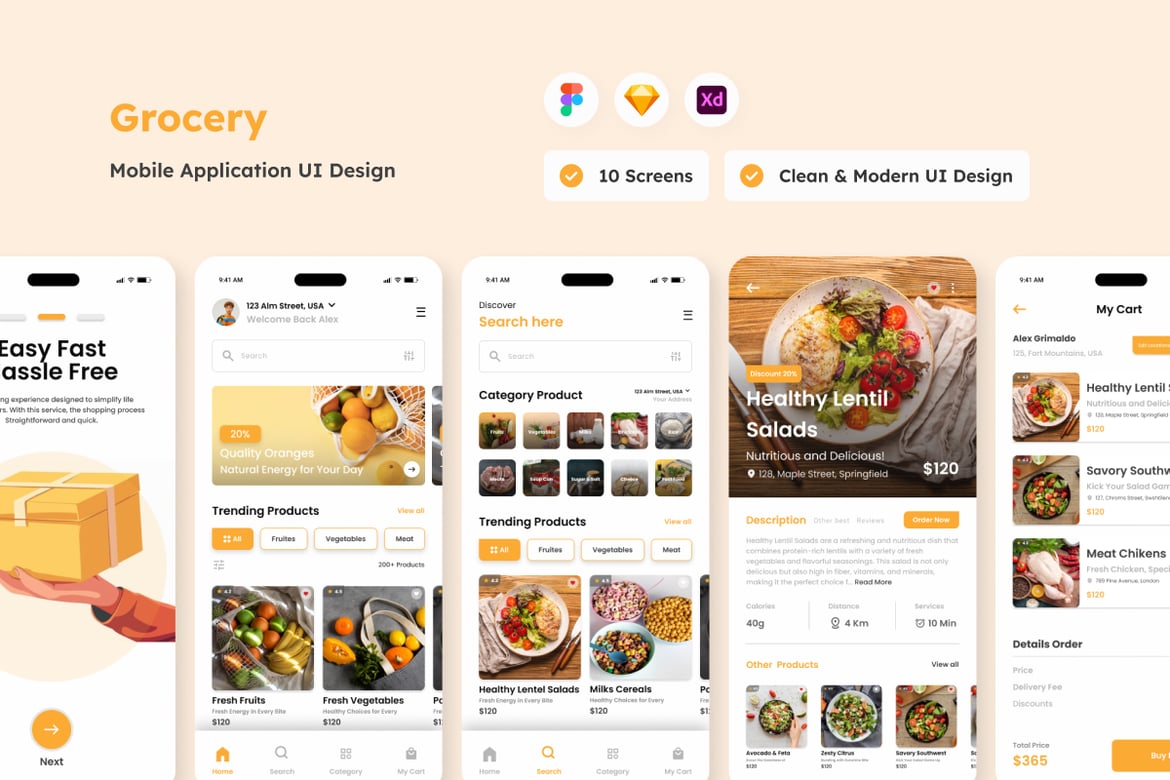 Download Sunny Marts - Grocery Mobile App Figma Design