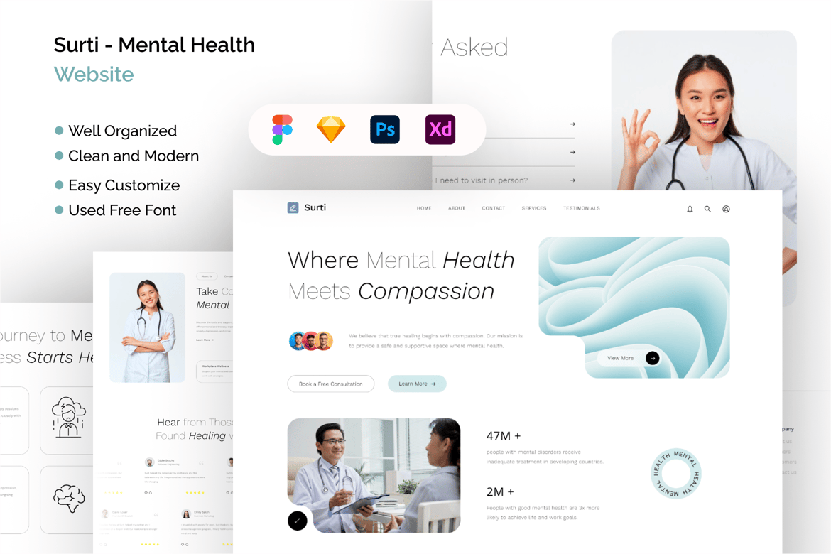 Download Surti - Mental Health Website Figma Design