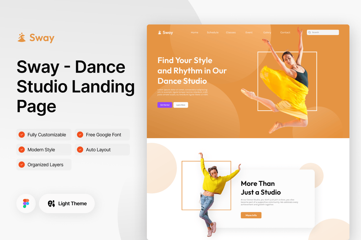 Download Sway - Dance Studio Landing Page Figma Design