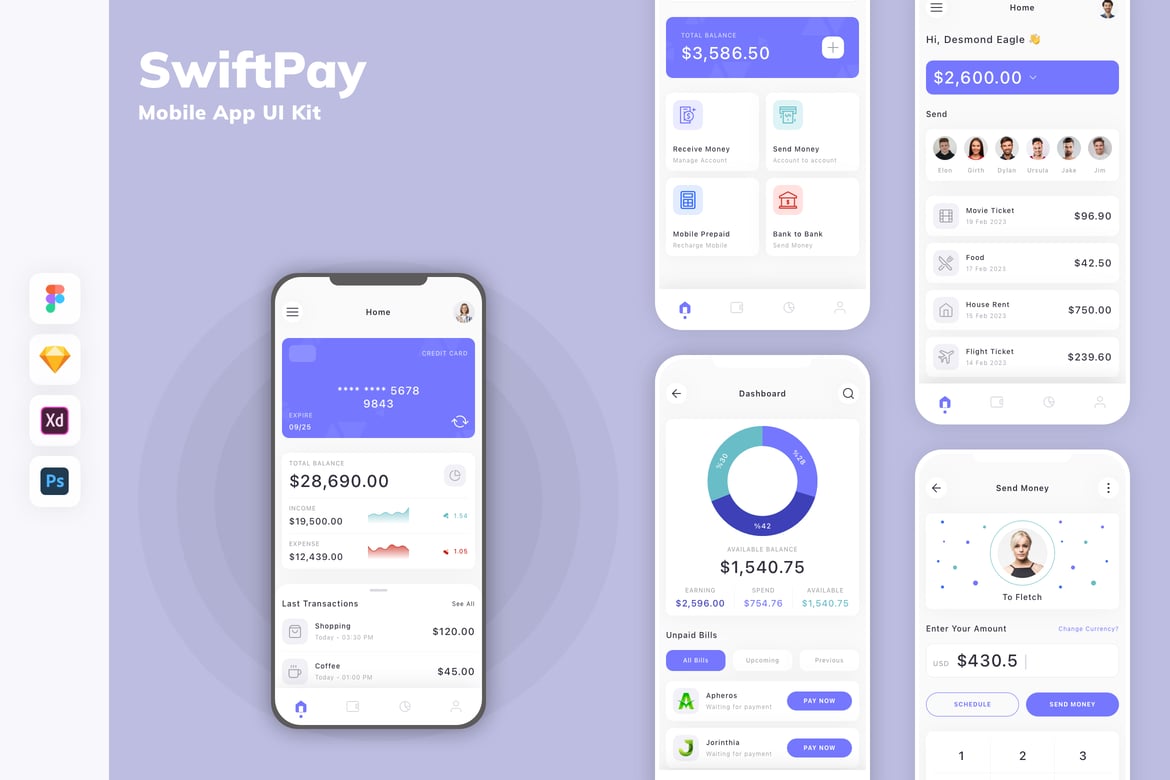 Download SwiftPay Mobile App UI Kit Figma Design