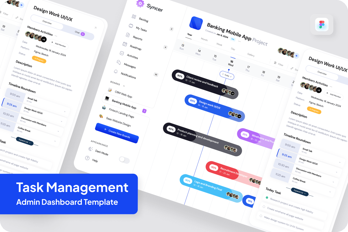 Download Syncer - Task Management Admin Dashboard Figma Design