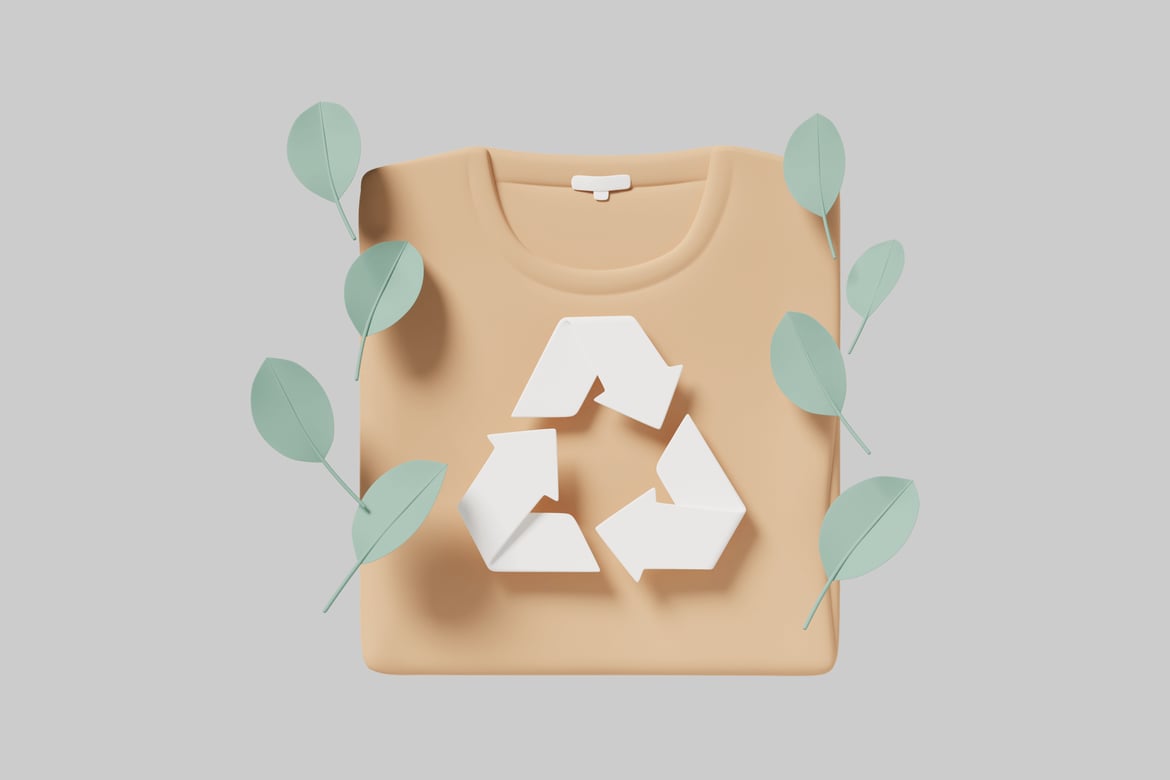 Download T-shirt with recycling symbol and leaves. 3D Model