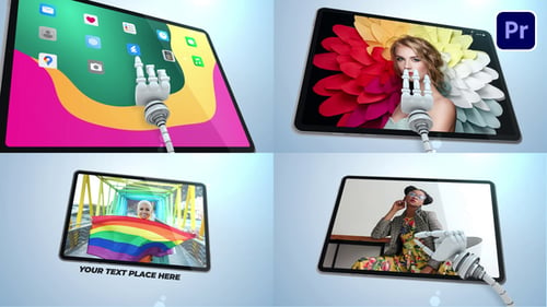 Download Tablet Promotion with Robotic Gestures Premiere Pro Template