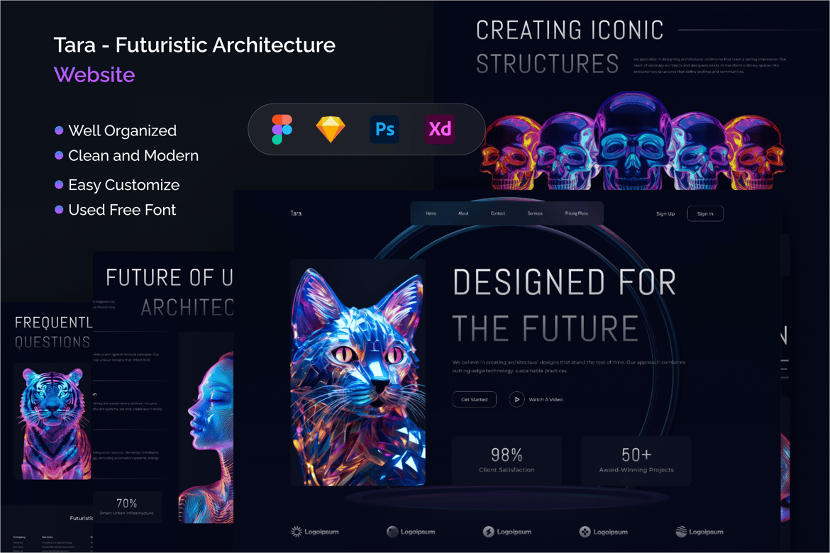 Download Tara - Futuristic Architecture Website Figma Design