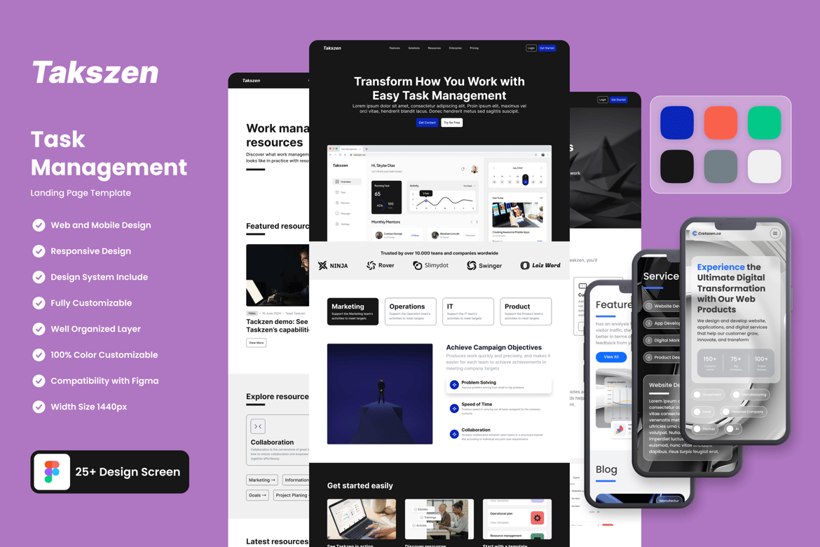 Download Task Management Website UI KIT Figma Design