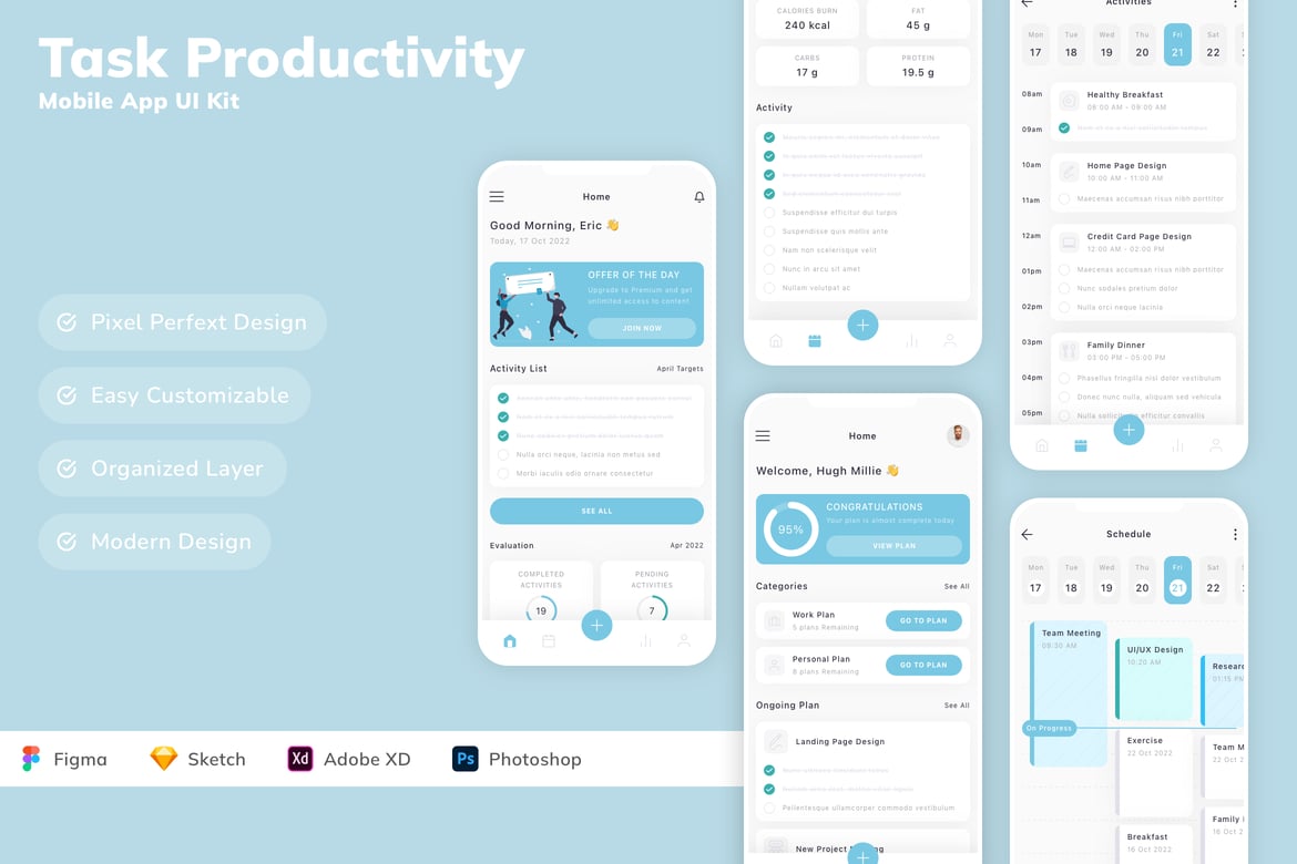 Download Task Productivity Mobile App UI Kit Figma Design