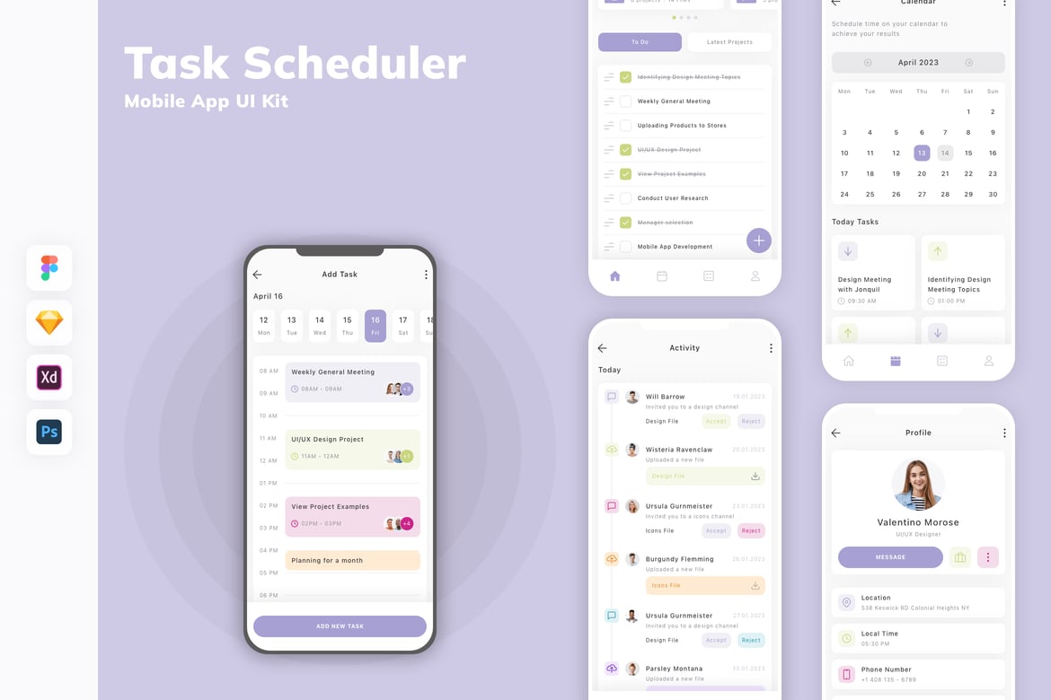 Download Task Scheduler Mobile App UI Kit Figma Design