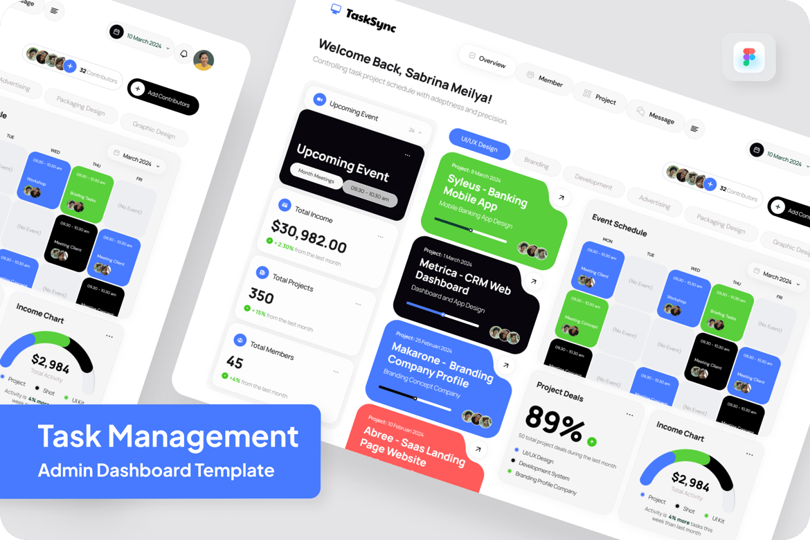 Download TaskSync - Task Management Admin Dashboard Figma Design