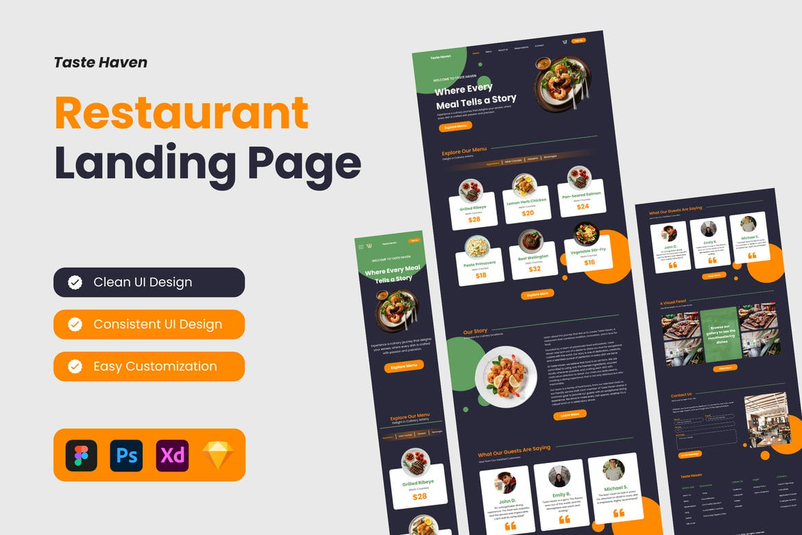 Download Taste Haven - Restaurant Landing Page Figma Design