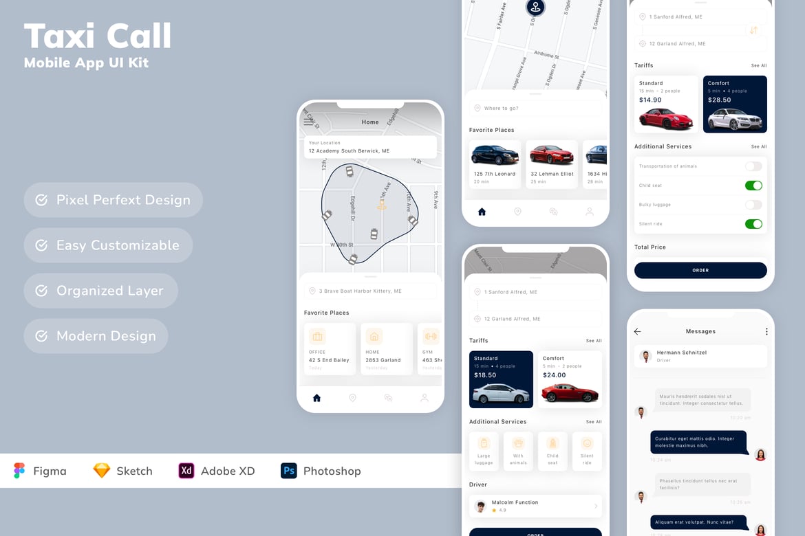 Download Taxi Call Mobile App UI Kit