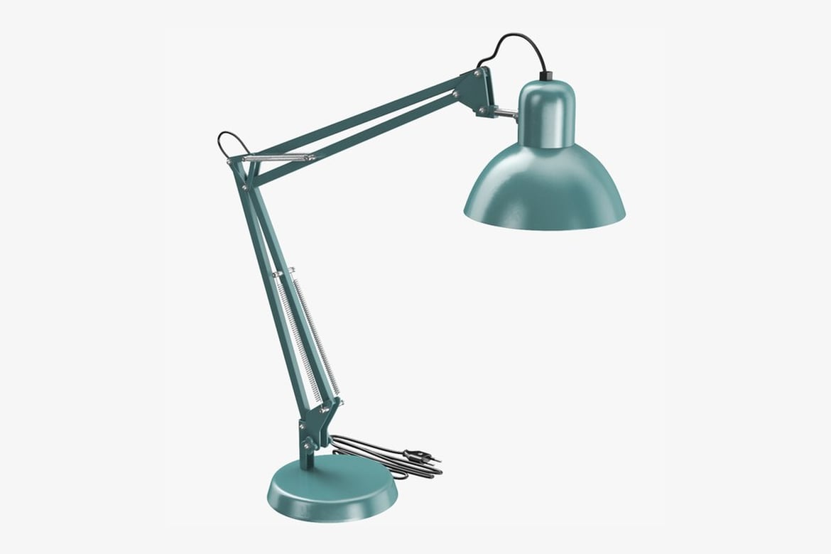 Download Teal Articulating Desk Lamp with Dome Shade 3D Model