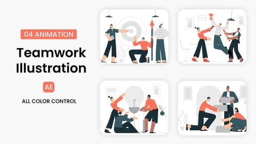 Download Teamwork Illustration Scene After Effect Template