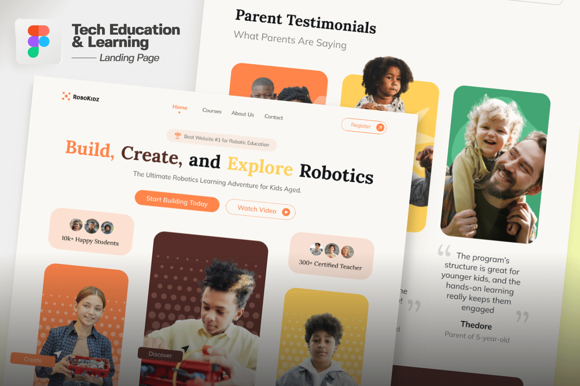 Download Tech Education & Learning Landing Page Figma Design