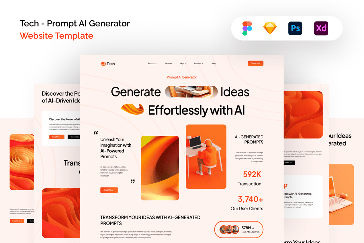 Download Tech - Prompt AI Generator Website Template Figma Design