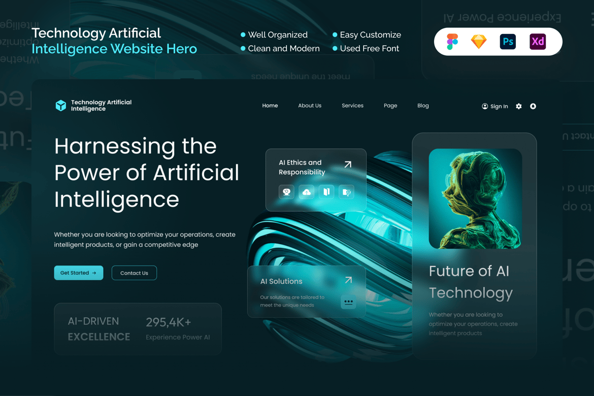 Download Technology Artificial Intelligence Website Hero Figma Design